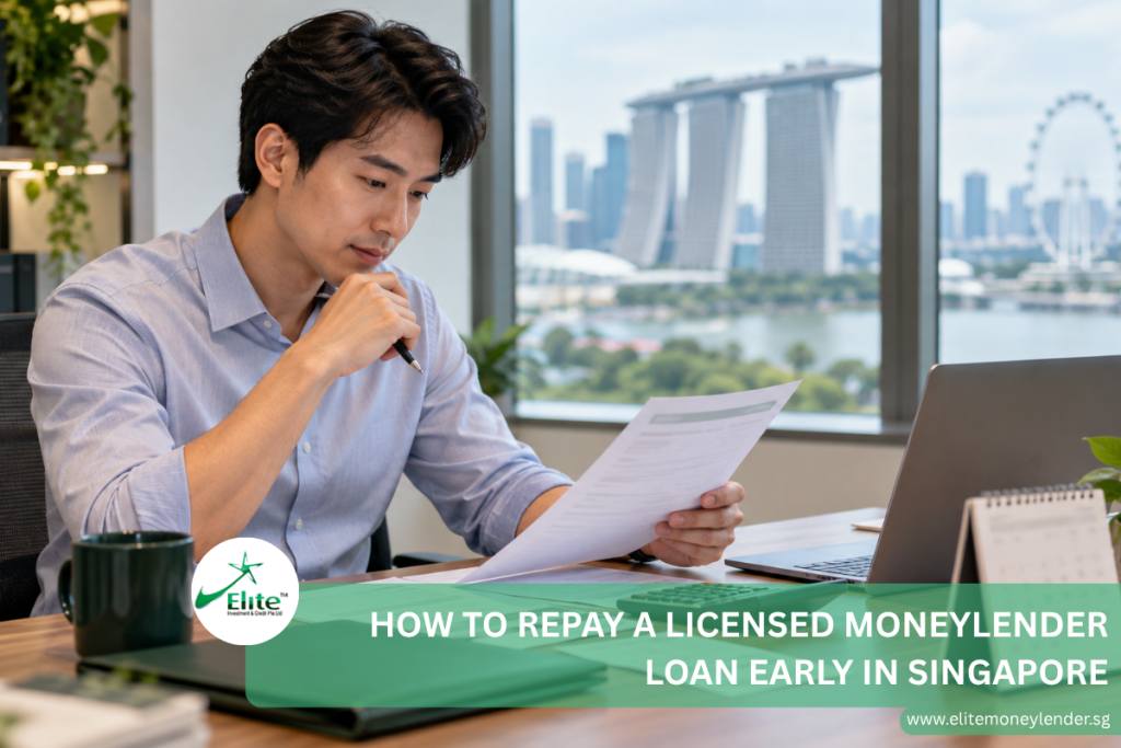Borrower reviewing an early loan settlement quotation from a licensed moneylender in Singapore.